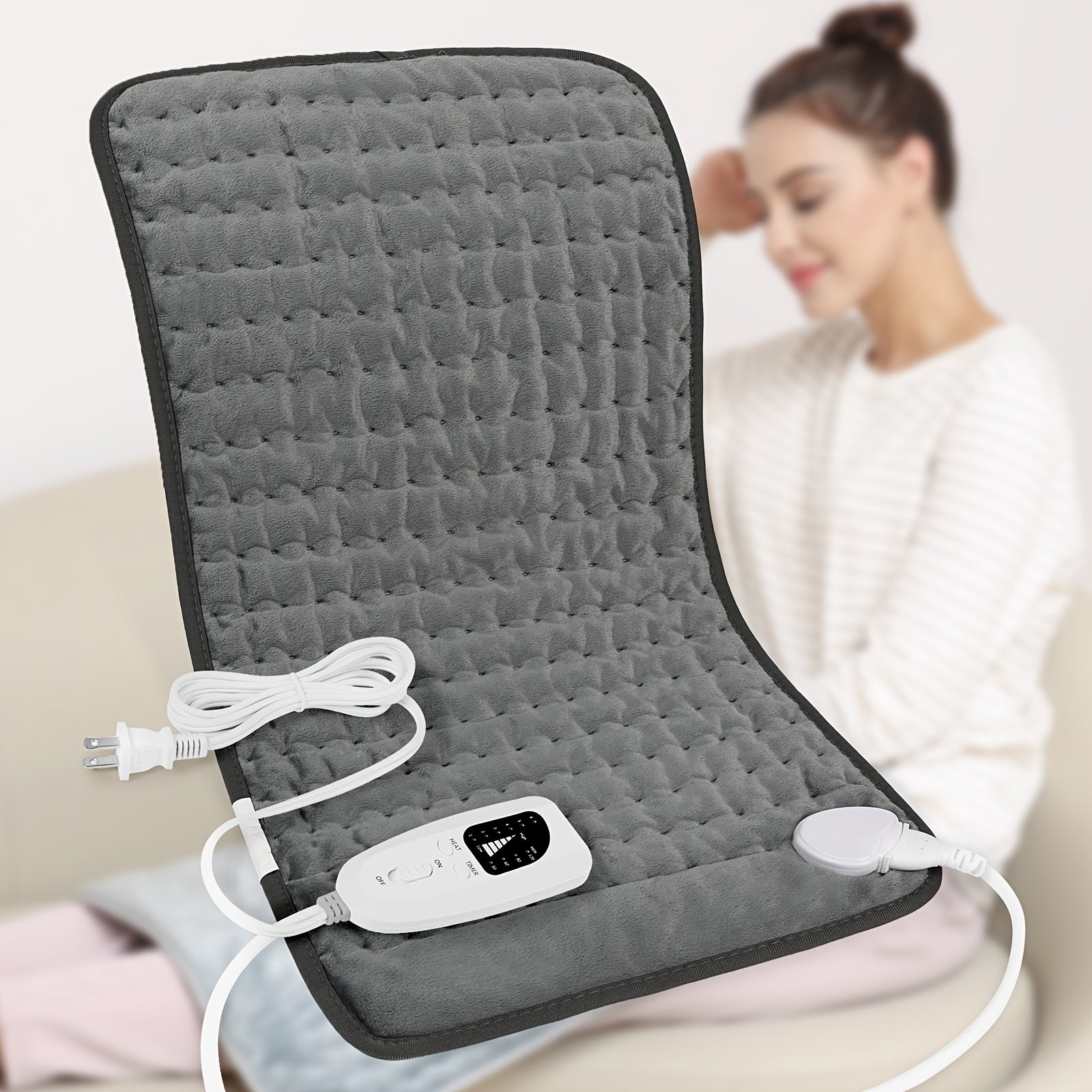 Heating Pad for Back Neck Shoulders 24x12 – Wet & Dry Heat, 6 Levels to 140°F, 4 Timer Settings, Auto Shut-Off, Machine Washable | Soft Flannel Pad for Abdomen, Knee & Leg Pain Relief, Christmas Gift