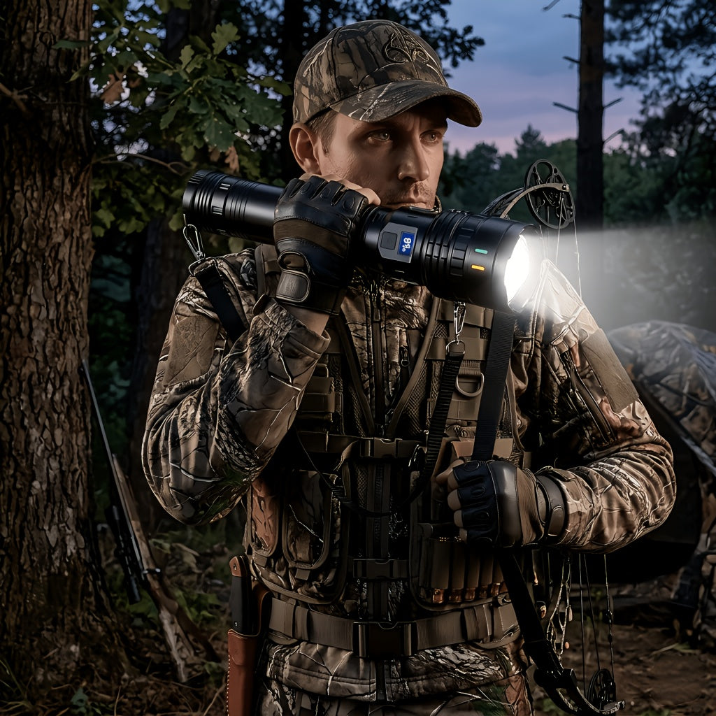 Tactical LED Flashlight 1500 Lumens Adjustable Zoom 200M Beam 4 Modes – Bright Handheld Torch for Camping, Hunting, Hiking, Farm Inspection & Emergency