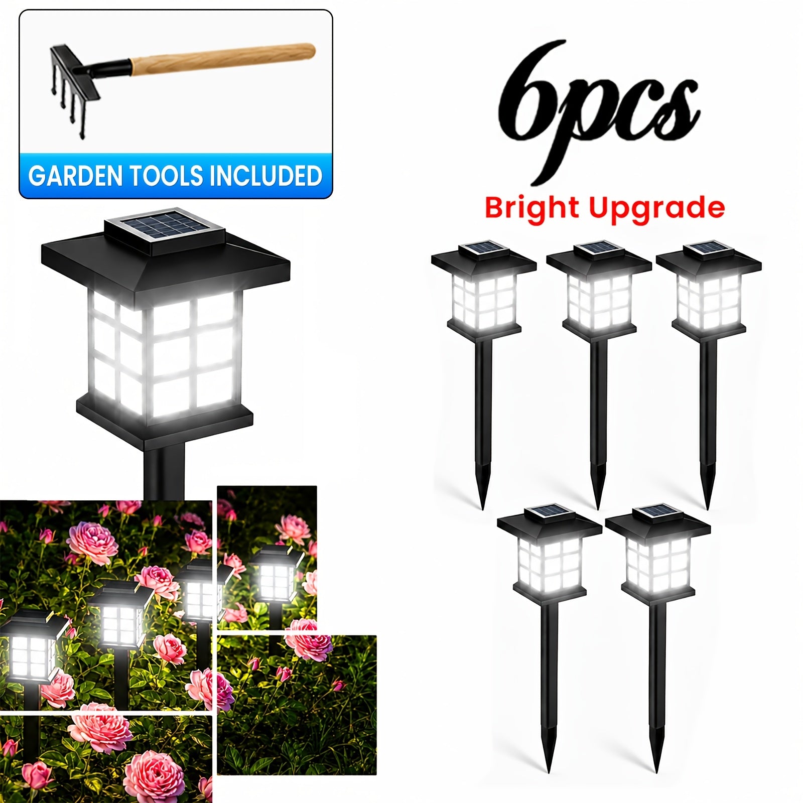 Solar Pathway Lights Outdoor IP55 Waterproof LED 10-Hour Runtime – Garden Driveway Landscape Stake Lights Auto Dusk-to-Dawn – Warm White & Color-Changing – 6 12 24 Pack