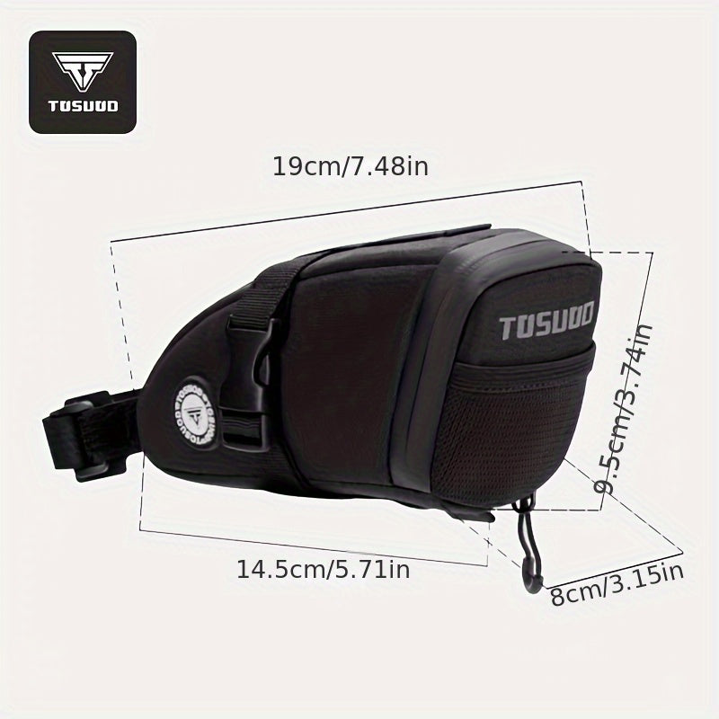 Bike Saddle Bag Large Capacity Waterproof – Reflective Cycling Under Seat Storage Bag for Road & Mountain Bikes with Adjustable Strap