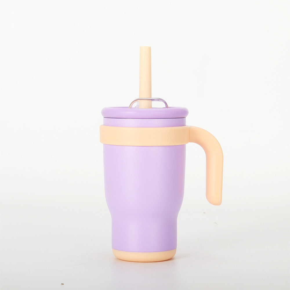 14oz Insulated Coffee Mug with Handle and Straw Double Wall Stainless Steel Tumbler Silicone Boot Sleeve Splash Proof Lid Fits Cup Holders for Women Office Yoga Gym Car 8 Colors