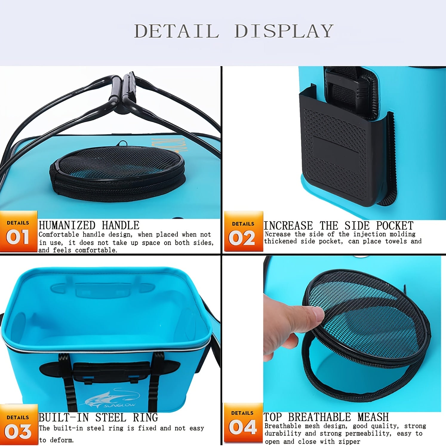 Collapsible Fish Bucket for Fishing – EVA Live Fish Holder, Foldable Bait Bucket & Fish Safety Bag for Outdoor Camping, Multiple Sizes & Colors