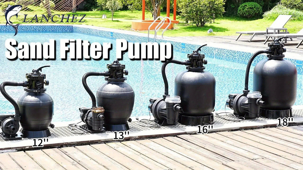 Sand Filter Pump for Above Ground Pool with Timer – 1HP 2400-4500GPH Flow, 6-Way Valve, Fits 13000-20000 Gallon Pools, 12in 13in 16in Models, Enhanced Circulation System