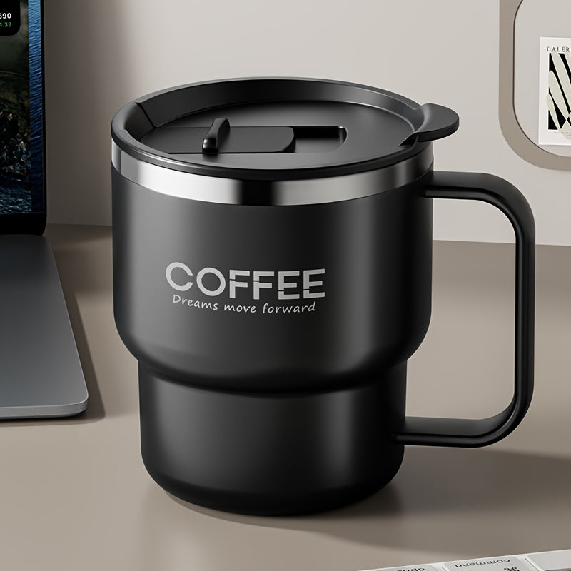 Stainless Steel Insulated Coffee Cup 13.53oz Double Wall Vacuum with Spill-Proof Lid - Wide Mouth Travel Mug with Ergonomic Handle for Hot Cold Drinks - Office Travel Home Gift Red Black White Yellow