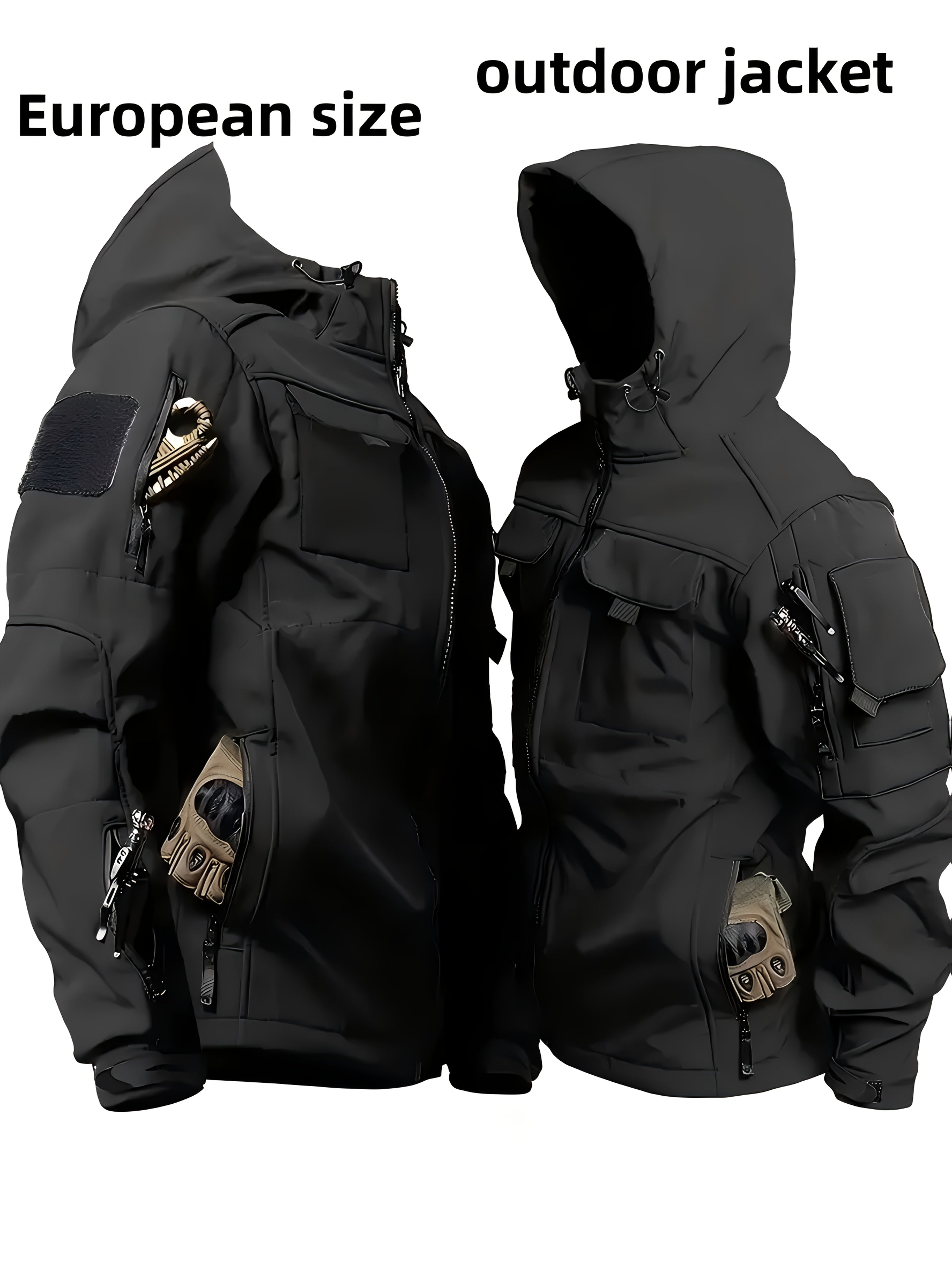 Men's Tactical Jacket Windproof Ripstop Hooded Shell Jacket with Multiple Utility Pockets for Camping Survival Hiking Outdoor Training Sizes S-XXXL Black Green Grey