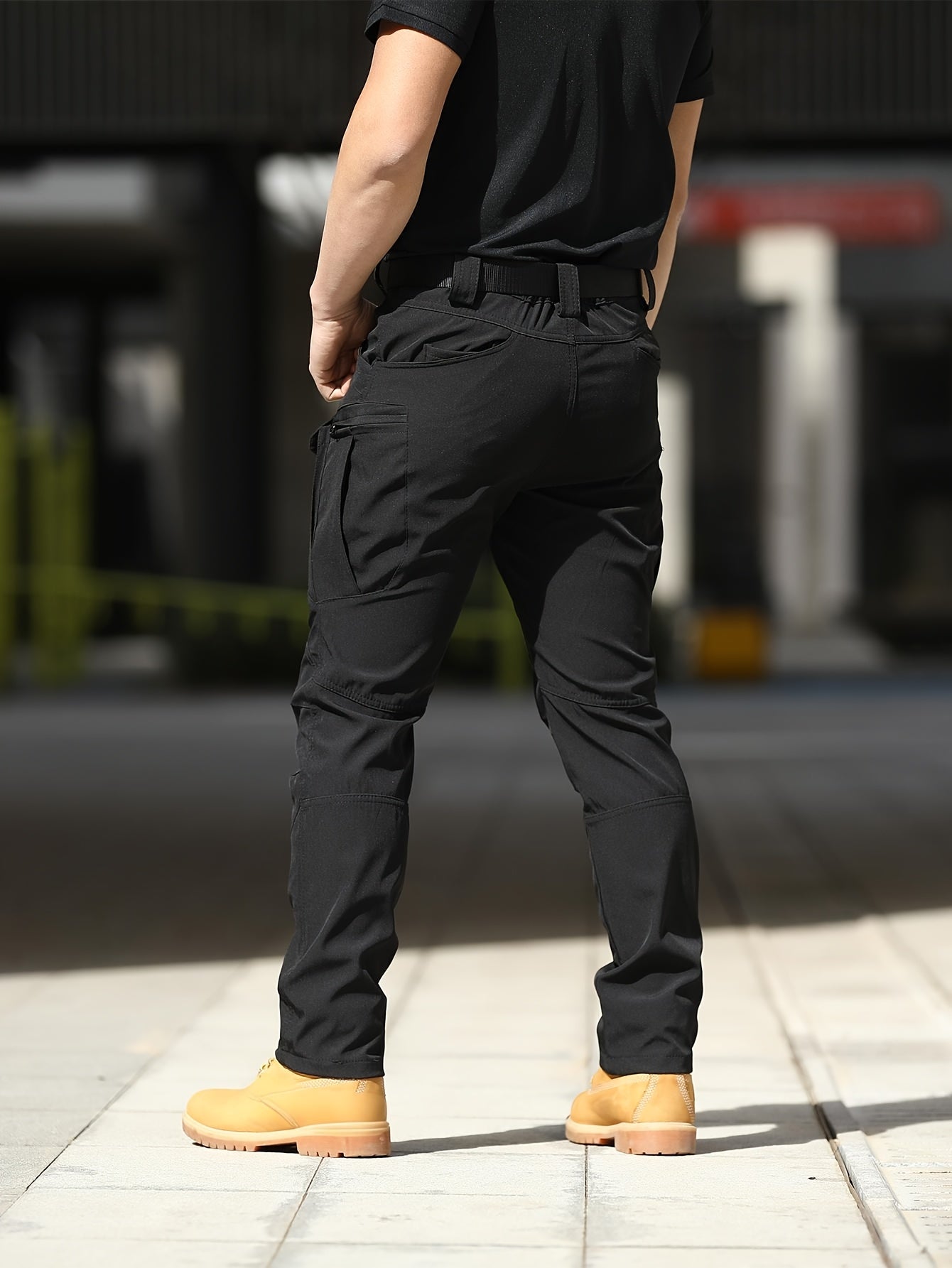 Men's Tactical Cargo Pants Lightweight – Quick Dry Breathable Polyester, Multiple Pockets, Relaxed Fit, Belt Included, All Season Hiking & Outdoor Work Pants, Sizes M–XXXL