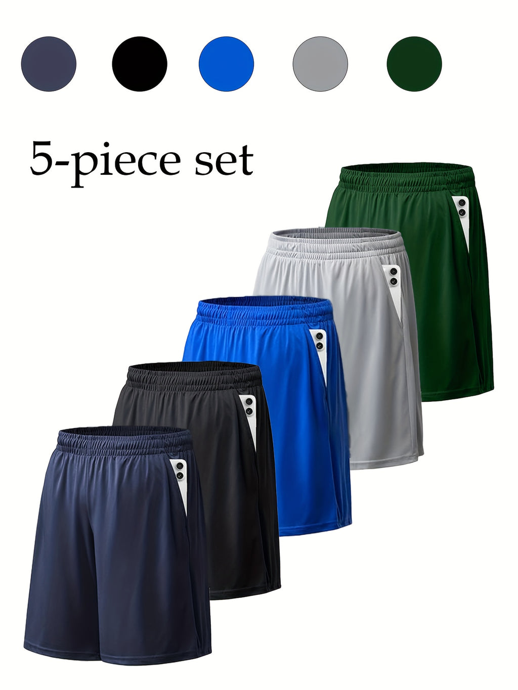 Men's Quick Dry Mesh Shorts 5 Pack Casual Athletic Drawstring Elastic Waistband Micro Stretch Workout Running Gym Shorts S-XXXL Multi Color