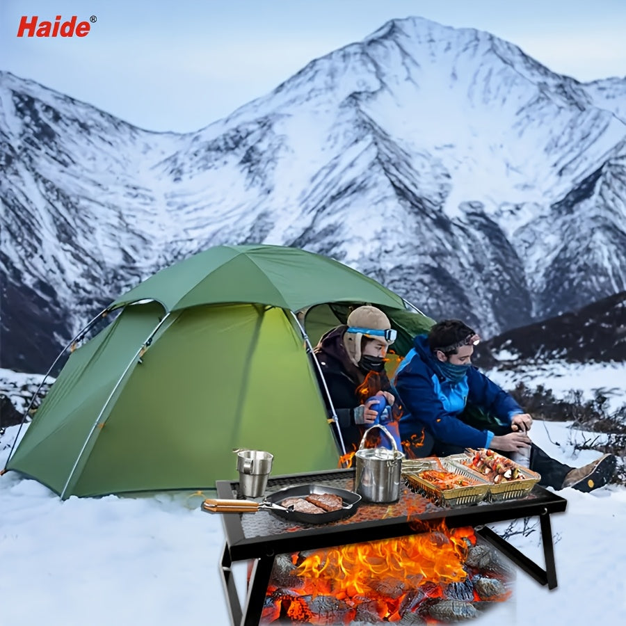 Heavy Duty Bonfire Campfire Grill for Outdoor Camping - Portable BBQ Grill with Firewood Rack, Storage Bag, Food Clips & Cleaning Cloth, RV Picnic Backyard Grill, Gift for Men
