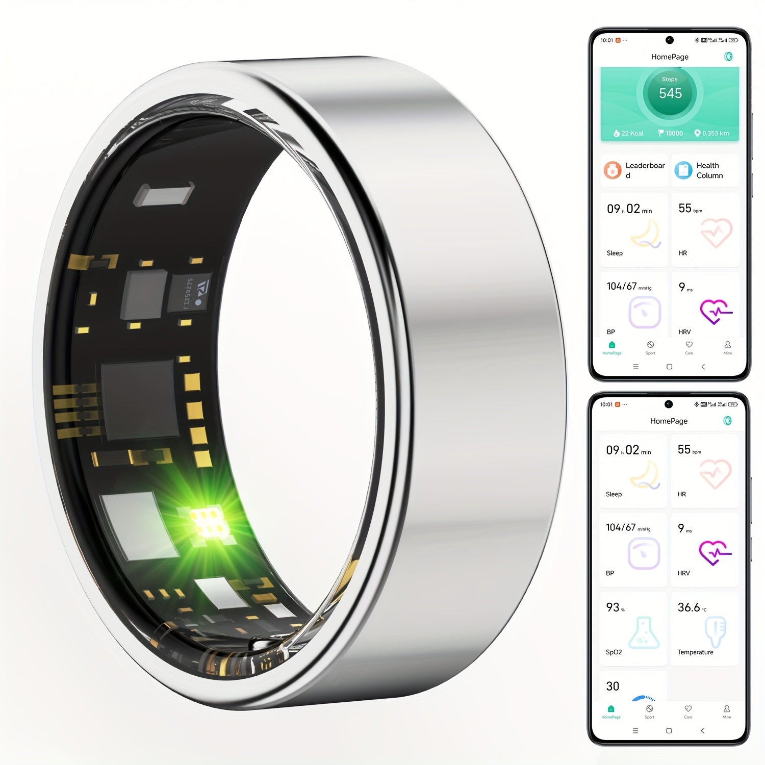 Fitness Tracker Ring Smart Sleep Step Distance Calorie Monitor Remote Camera IP68 Waterproof iOS Android Women Men Black Rose Gold Silver