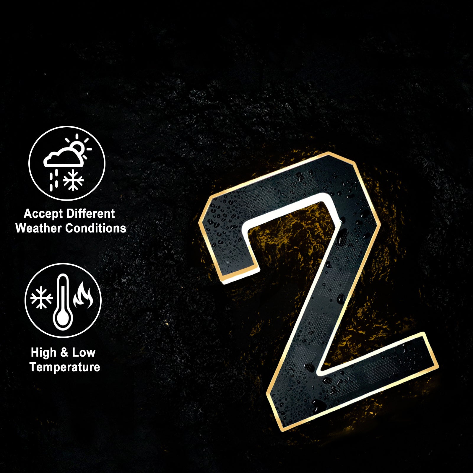 9 Inch Solar Lighted House Numbers for Outside - IP44 Waterproof, Auto Light Sensor, 9hr Illumination, Modern Exterior Address Sign, Numbers 0-9 & Letters A-D