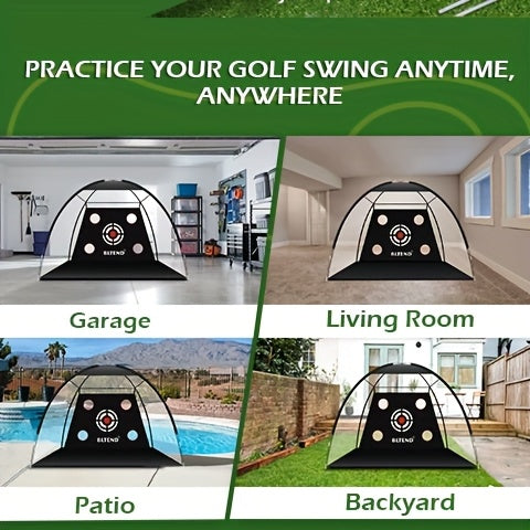 Golf Practice Net with Mat Set 10x7ft – Heavy Duty Backyard Hitting Net with 3-in-1 Turf Mat, Golf Balls & Carry Bag for Indoor & Outdoor Training