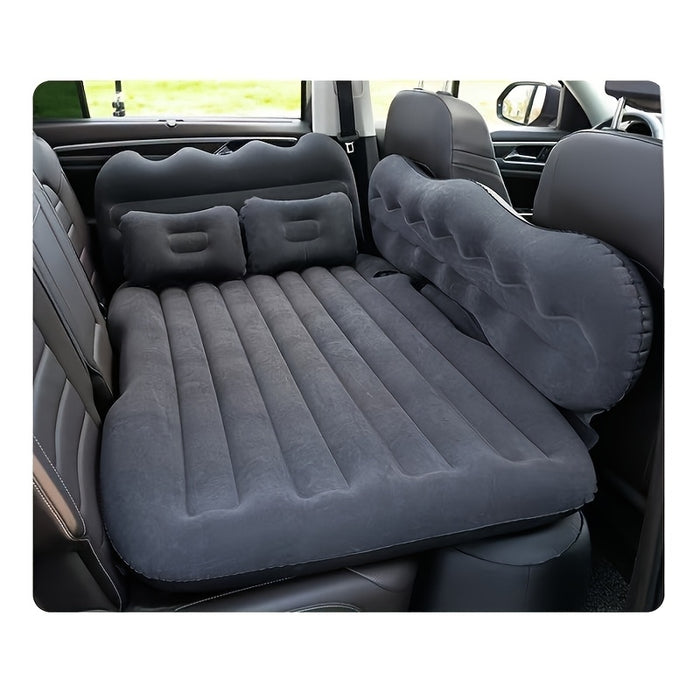 Car Inflatable Bed Air Mattress for SUV Sedan – Portable Foldable Flocked Rear Seat Sleeping Mat for Camping Picnic Road Trip, Includes Air Pump, Black Beige Pink Grey