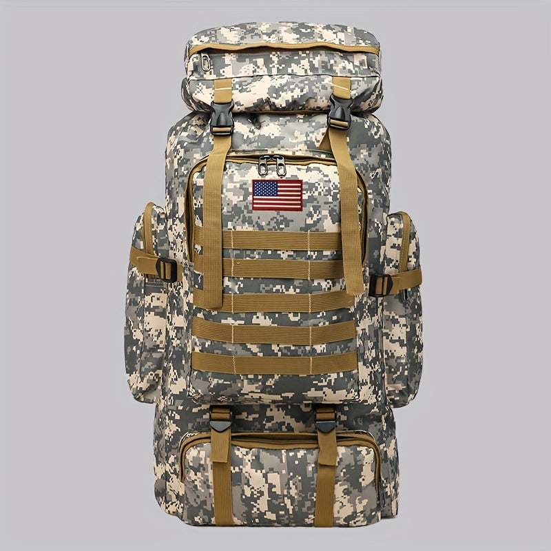 Tactical Hiking Backpack 80L Large Capacity – 3-Day Assault Pack, Molle System, Oxford Fabric, Unisex for Hiking, Camping, Hunting & Travel | Black, Camo, Desert, Gray, Khaki, Green