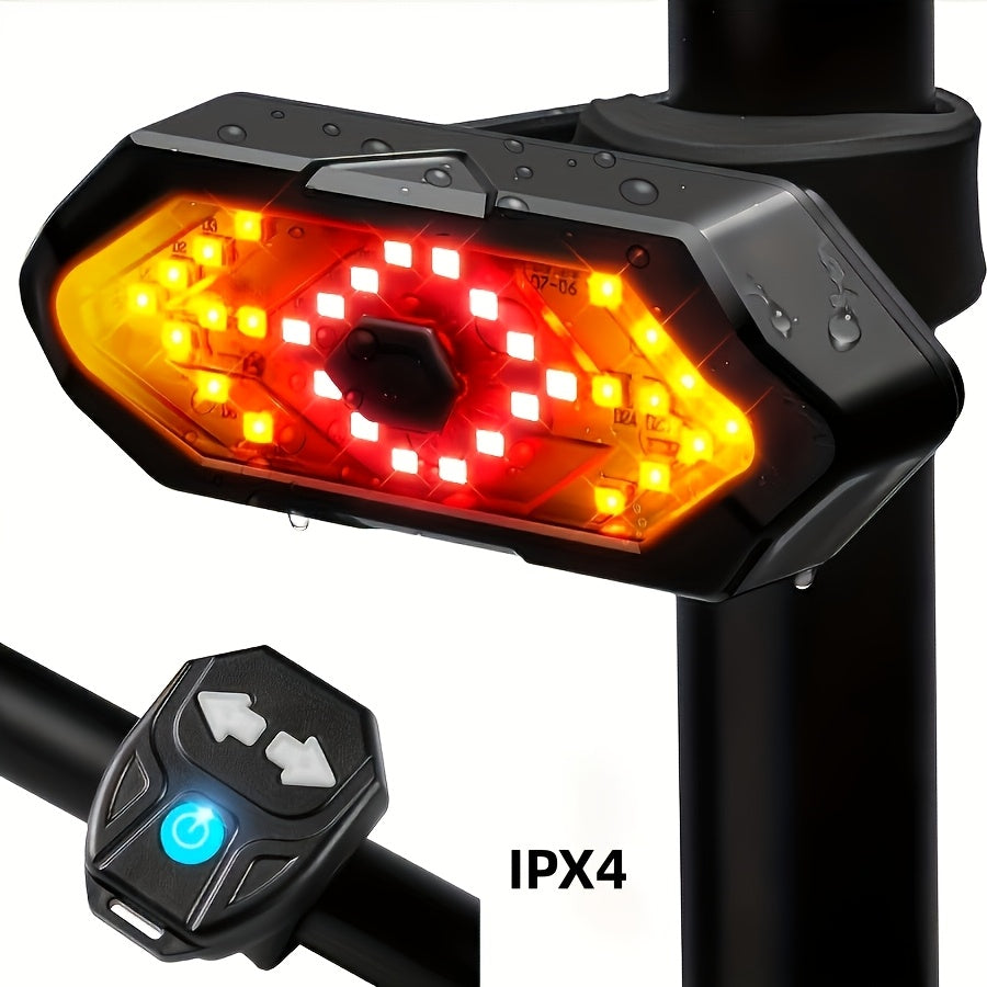 Bike Tail Light with Left Right Turn Signals 650mAh Rechargeable – Ultra-Bright LED Safety Warning Light Remote Control Alert Speaker Night Riding Bicycle Rear Light