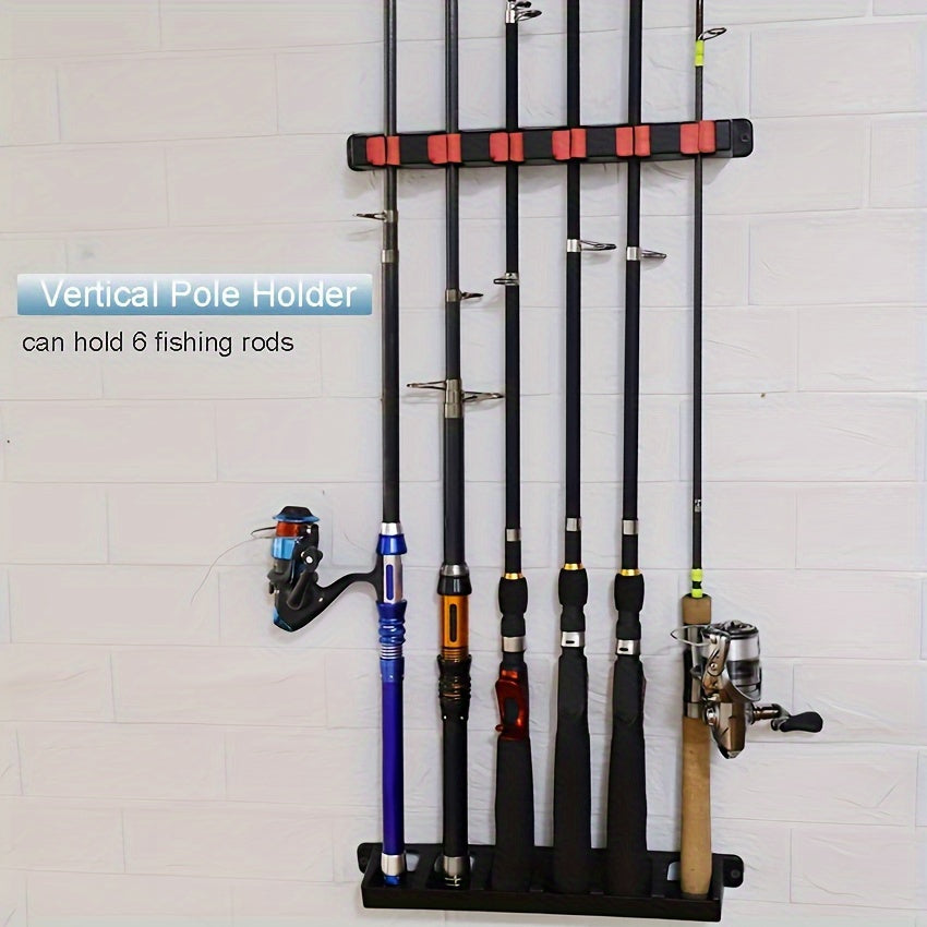 Wall Mount Fishing Rod Holder with High-Density Foam – Multi-Compartment Storage Box & Garage Sports Equipment Organizer for Fishing Gear, Rods & Outdoor Accessories