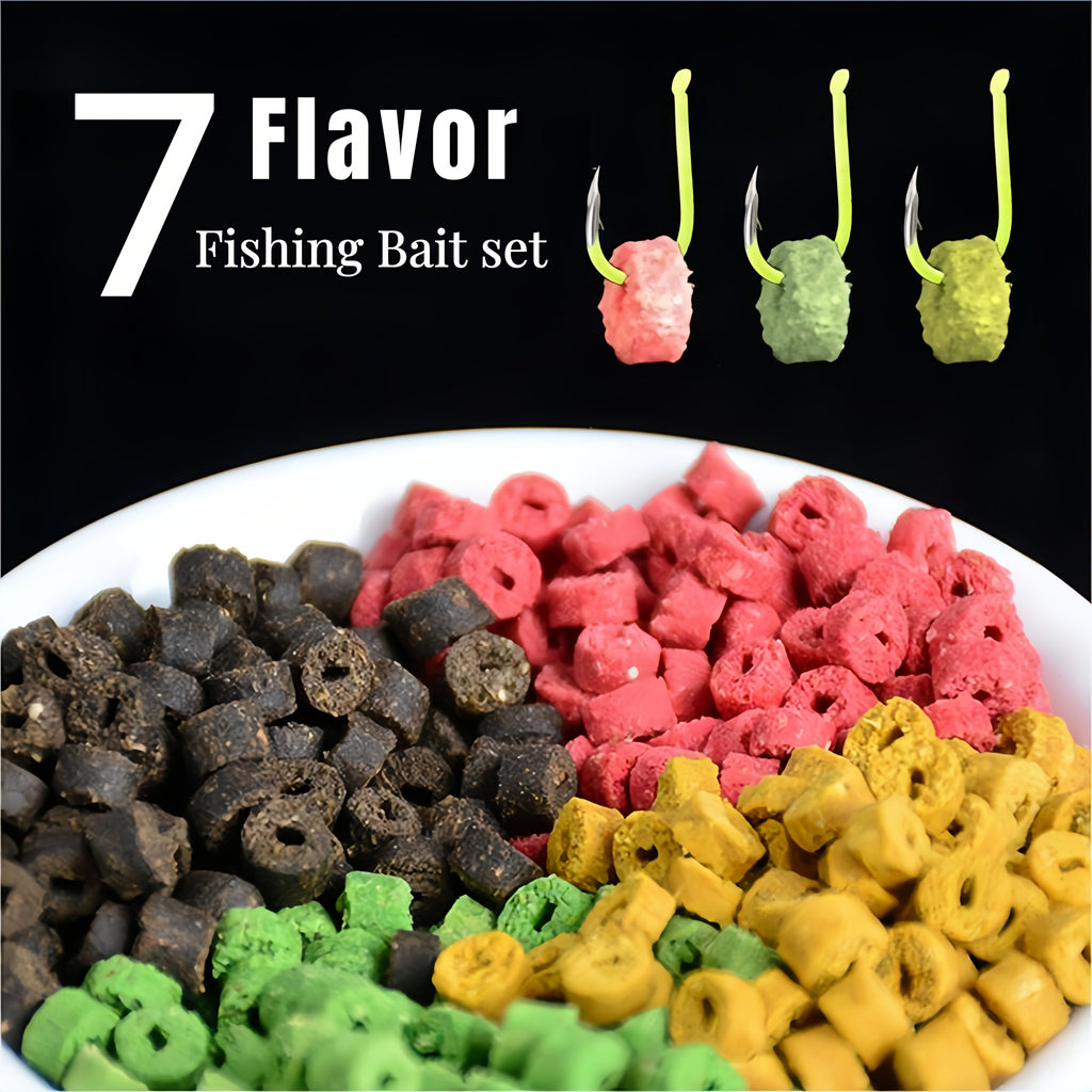 Red Worm Pellets Fishing Bait 7 Packs/Box – Hollow Carp Bait & Catfish Bait for Freshwater Fishing, High-Attraction Worm Scent Pellets for Bass, Trout & Bottom Feeders