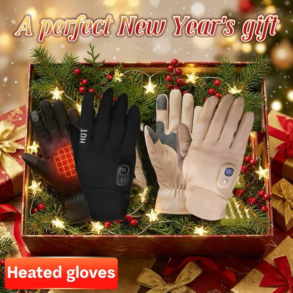 Electric Heated Gloves 3000mAh Rechargeable Hand Warmer Gloves Detachable Fingers 3 Heat Settings Washable Battery Heated Gloves for Cycling Gaming Outdoor Winter Men Women