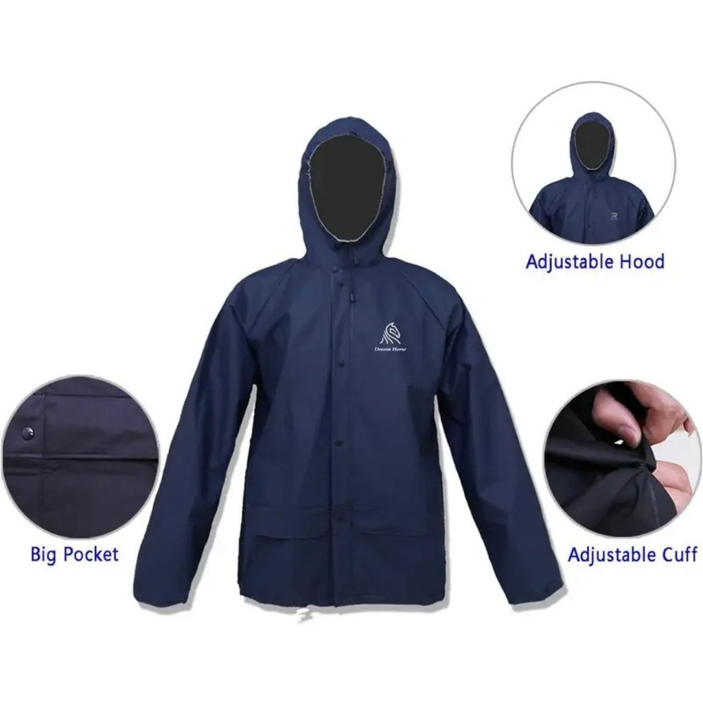 Waterproof Rain Suit for Men Women – Ultra Lite Rain Jacket & Pants Set Windproof Packable Rain Gear for Hiking Camping Cycling Fishing Outdoor Sports S-XXXL Navy Blue