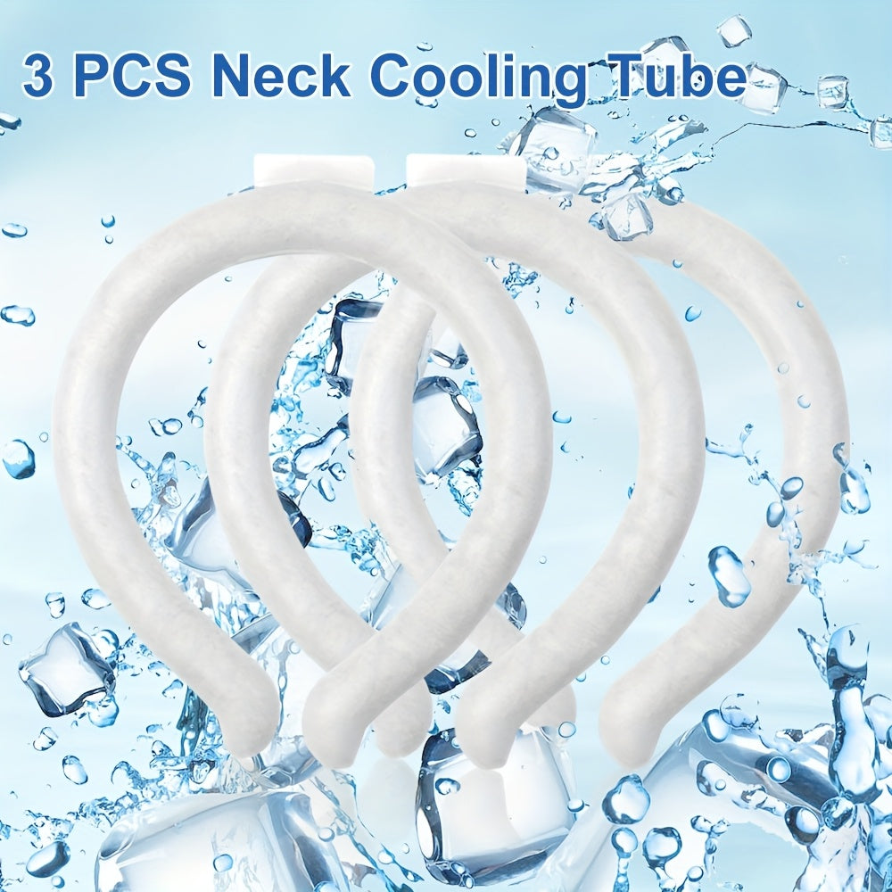 Neck Cooler Ice Ring 3 Pack Wearable Cooling Tube Gel Wrap for Hot Weather Summer Heat Outdoor Workers Sports Hot Flashes Fever Freezes at 28°C Blue White Pink Green