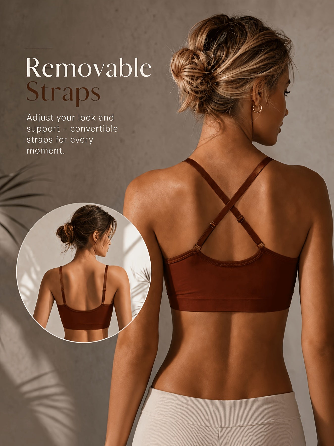 Padded Bralette 4-Pack Wireless V-Neck Adjustable Straps Cami Bra Sports Bra Tank Top Bra for Women Sizes S-XL Multiple Colors
