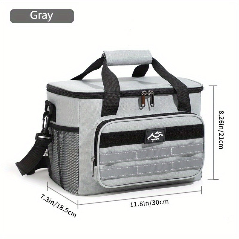 Large Capacity Insulated Cooler Bag Picnic Bag – Portable Crossbody Refrigerated Lunch Bag with Foil Storage Bags for Outdoor Camping Travel Black Grey Navy Khaki