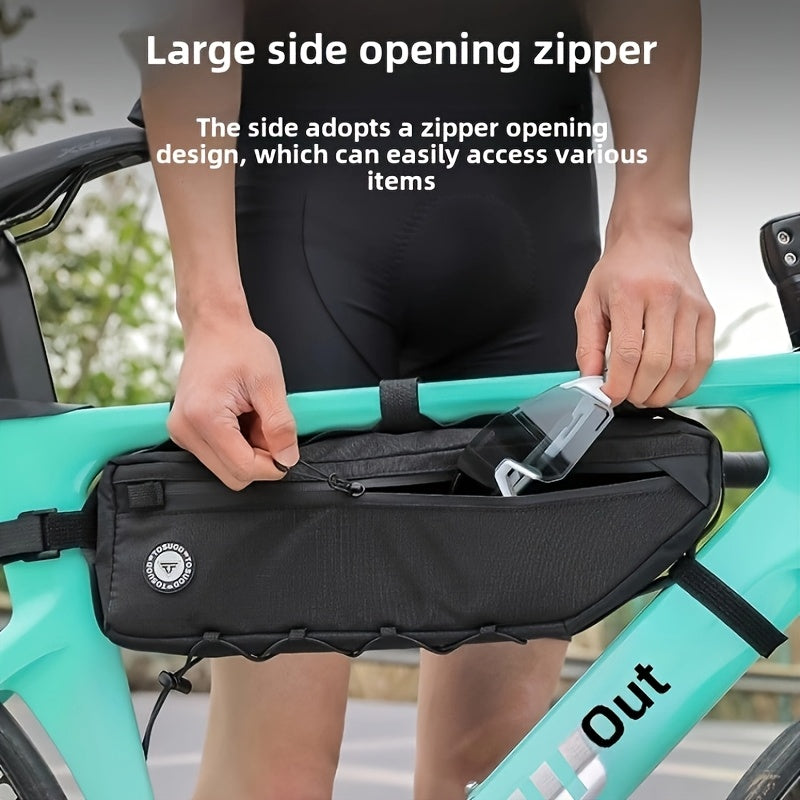 Bike Frame Bag Large Capacity Waterproof Bicycle Triangle Bag for Road Mountain Gravel Bike – Down Tube Front Beam Cycling Storage with Zipper