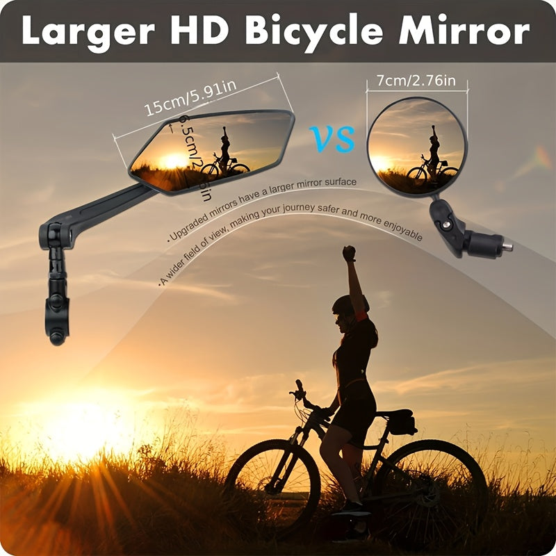Bike Mirrors 2-Pack HD Rearview – 360° Adjustable & Foldable Handlebar Mirrors for Bicycle, Ebike, Motorcycle & Scooter | Scratch-Resistant HD Glass, High-Speed Stable, Easy Install
