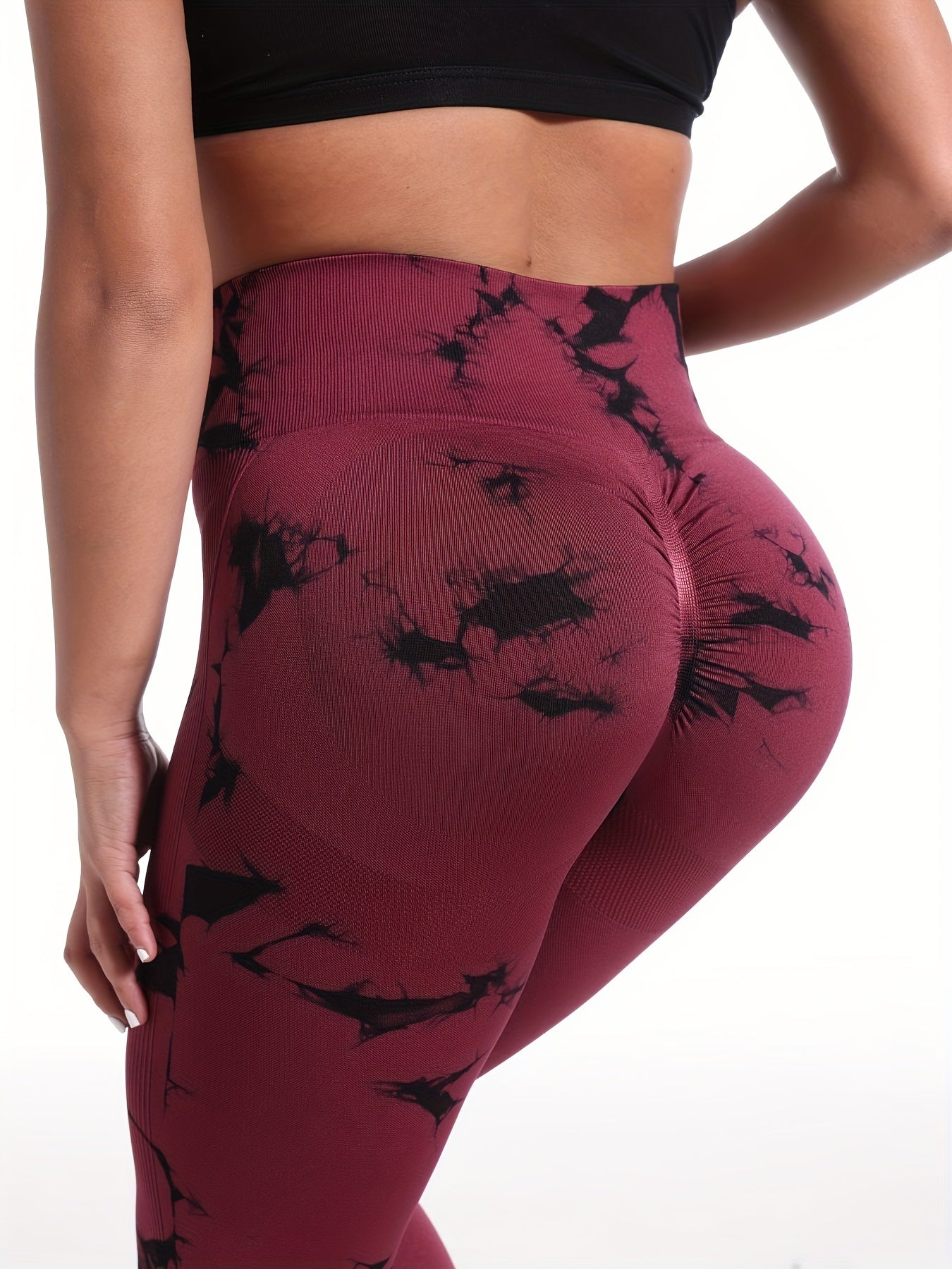 Tie Dye Yoga Pants 5-Pack for Women High Waist Tummy Control Peach Lift Leggings – 4-Way Stretch Running Tights Fitness Workout Pants Squat Proof Non-See-Through Polyamide Leggings S M L XL Multi-Color Sets