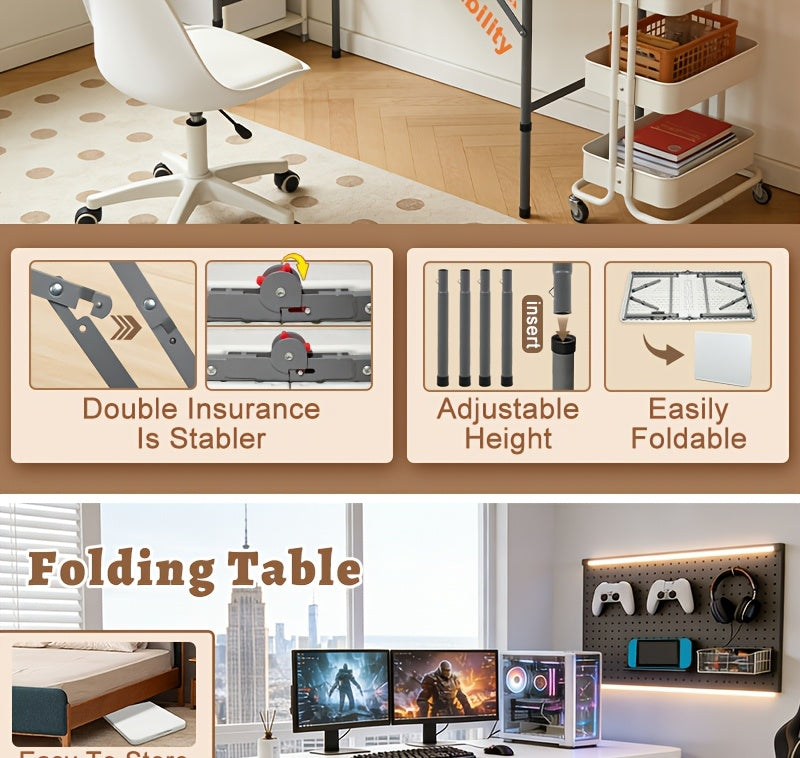 Plastic Folding Picnic Table Portable – Fold-in-Half Design with Carrying Handle & Locking Legs for Indoor & Outdoor Use, Camping, Tailgating & Dining, 2.5FT & 4FT