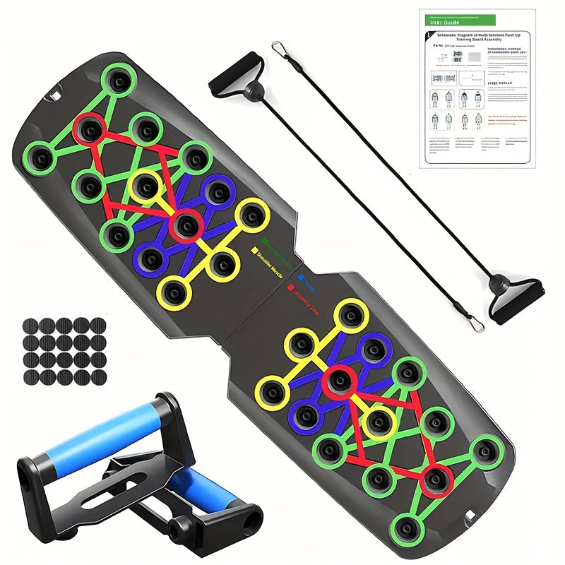 Push Up Board Multifunctional – Color-Coded Home Gym Workout Board for Chest, Triceps, Shoulders & Back Strength Training with Optional Pull Ropes