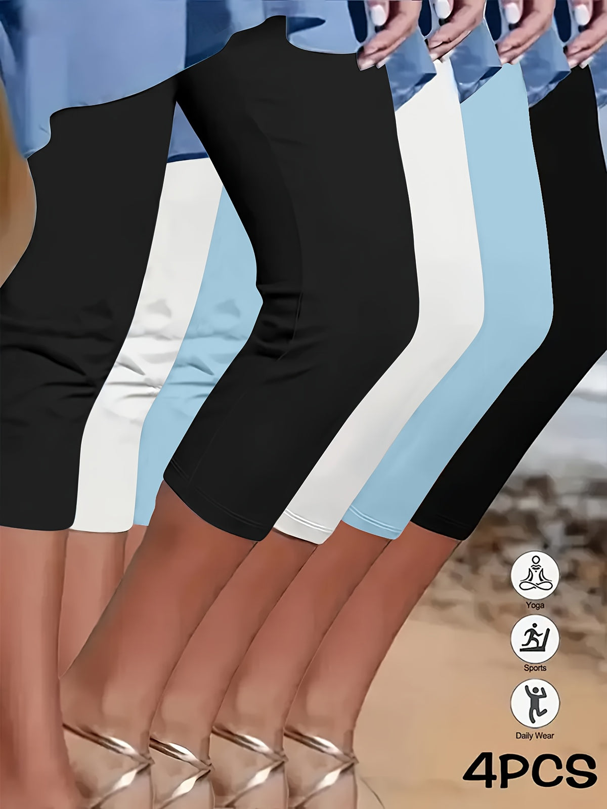 High Waist Capri Yoga Leggings for Women 4 Pack – Compression Workout Pants Multicolor S-XXL for Fitness Running Gym Pilates Daily Wear