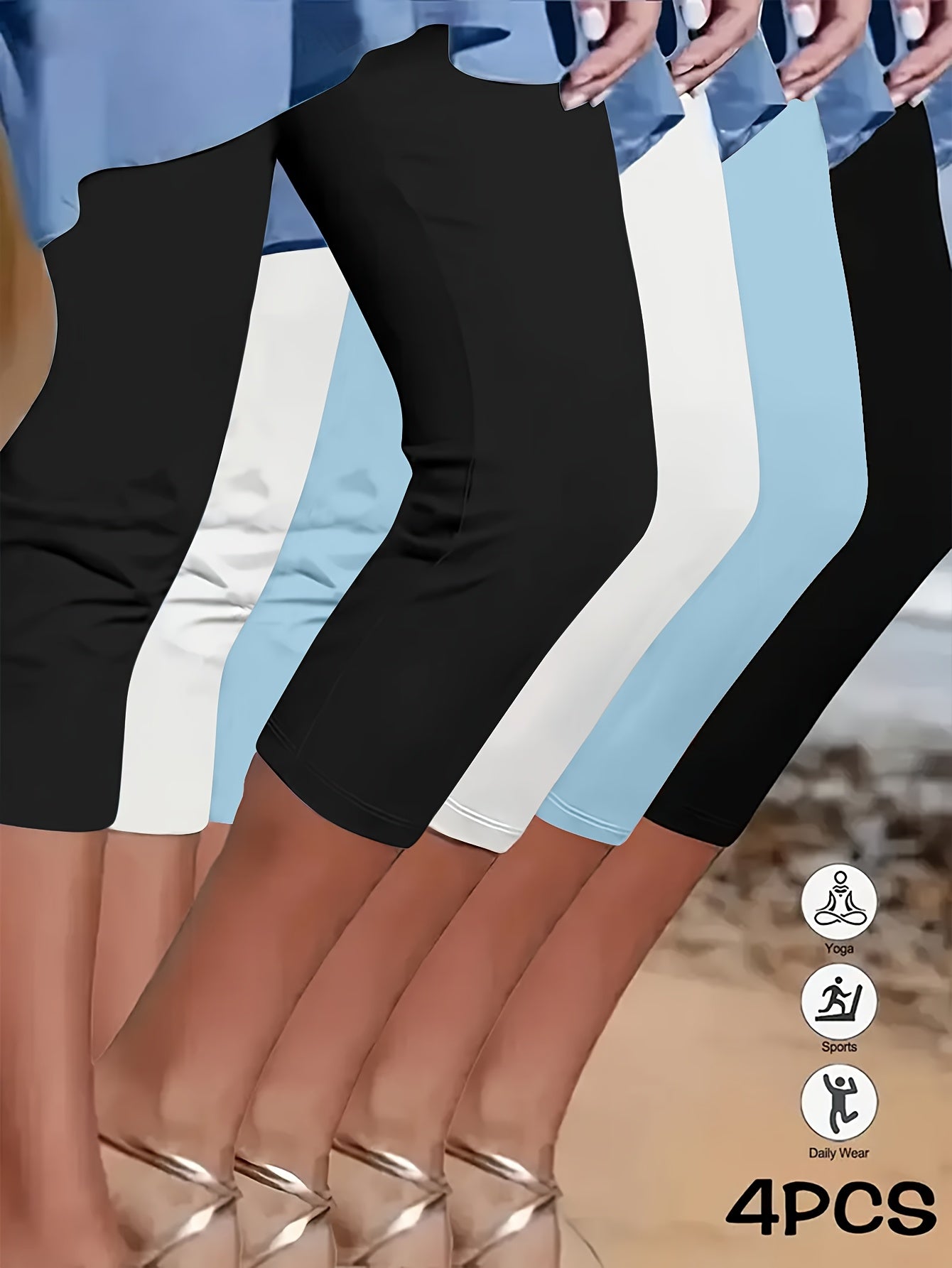 High Waist Capri Yoga Leggings for Women 4 Pack – Compression Workout Pants Multicolor S-XXL for Fitness Running Gym Pilates Daily Wear