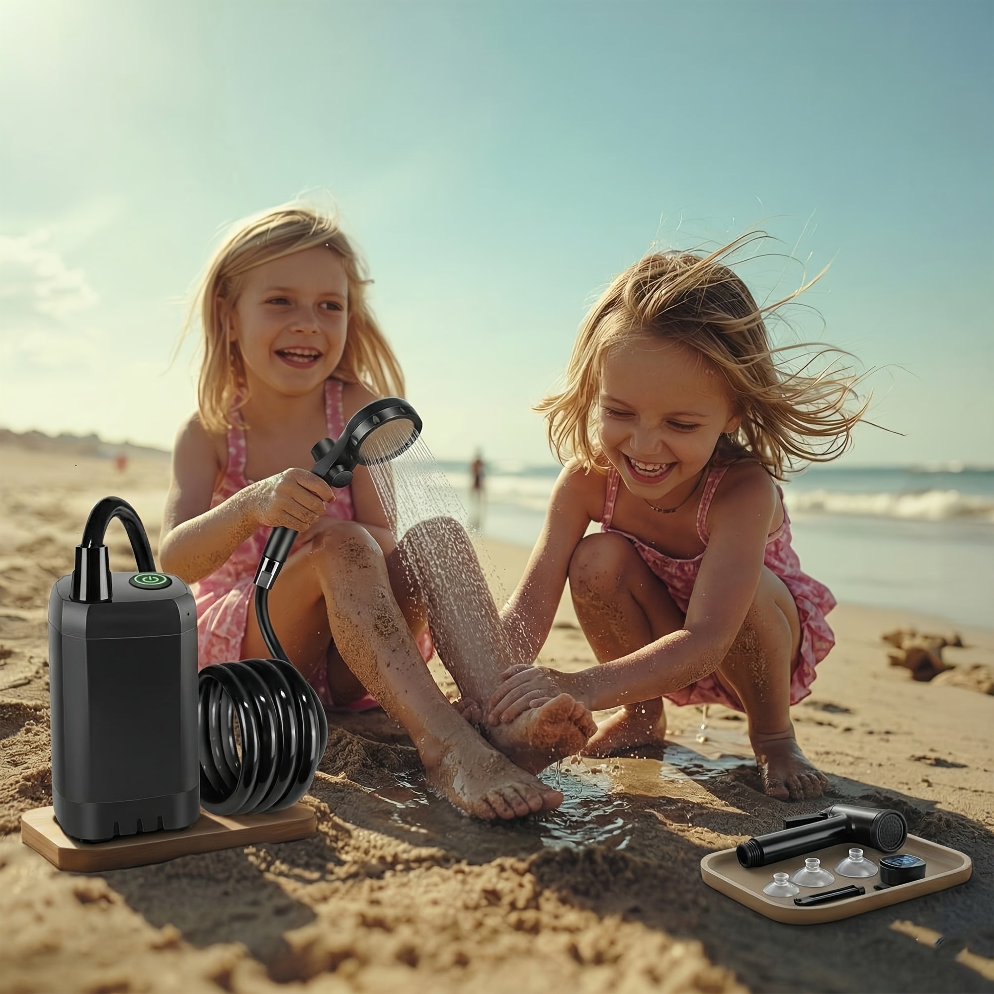Portable Camping Shower Pump 6000mAh Rechargeable, IPX7 Waterproof Outdoor Shower with LED Display Multiple Modes 120 Min Runtime, Handheld Camp Shower for Hiking Pet Washing Car Beach Travel