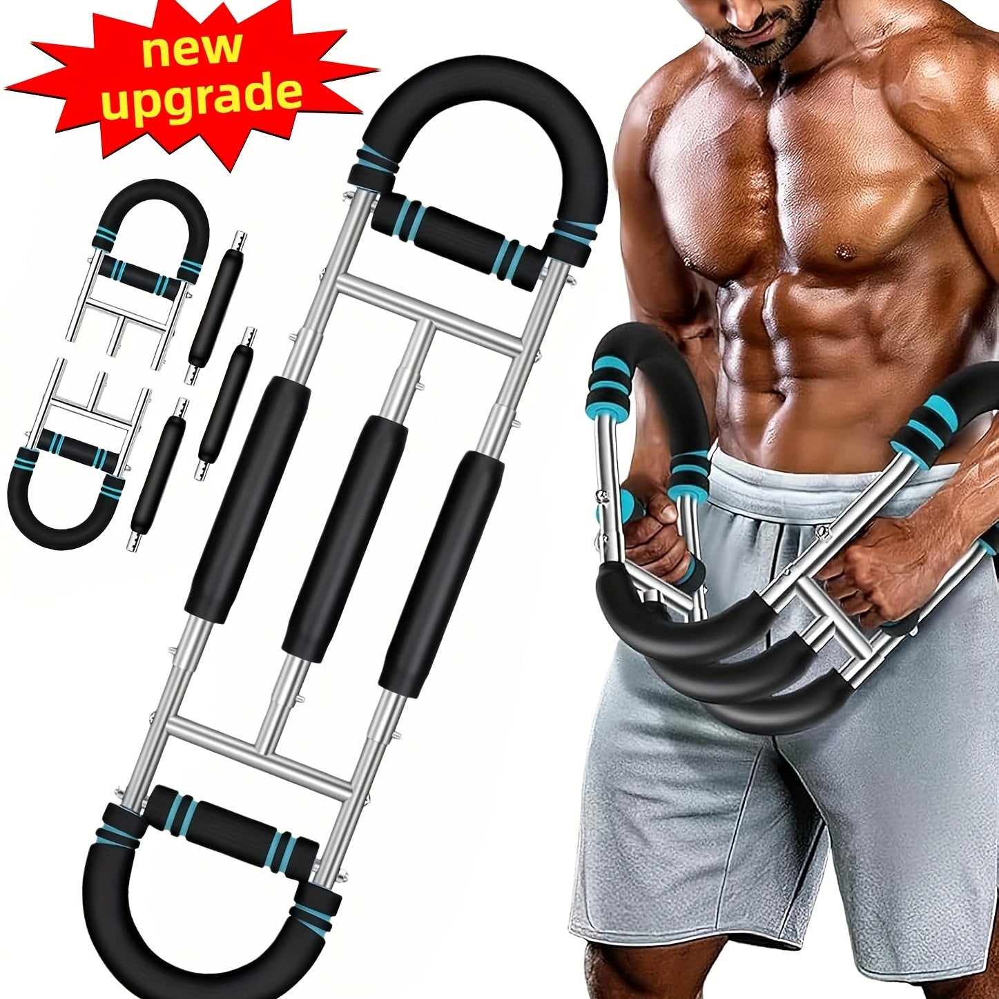 Arm Strength Trainer 3-Bar 3-Level Adjustable – Portable Detachable Forearm Chest Workout Device for Home Gym, Strength Training Muscle Building