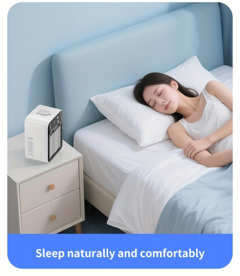 Portable Air Conditioner Fan - 6000mAh Rechargeable Personal Cooling Fan, USB-C Charging, 2 Wind Speeds & 2 Wind Modes, Touch Control, Indoor Outdoor Portable Mini AC Fan for Home, Office & Travel