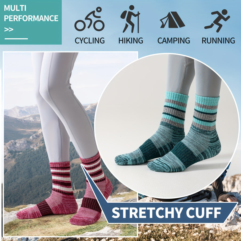 Merino Wool Hiking Socks 5 Pairs Men Women Compression Cushion Breathable Outdoor Trail Running Camping Festival Gift Socks
