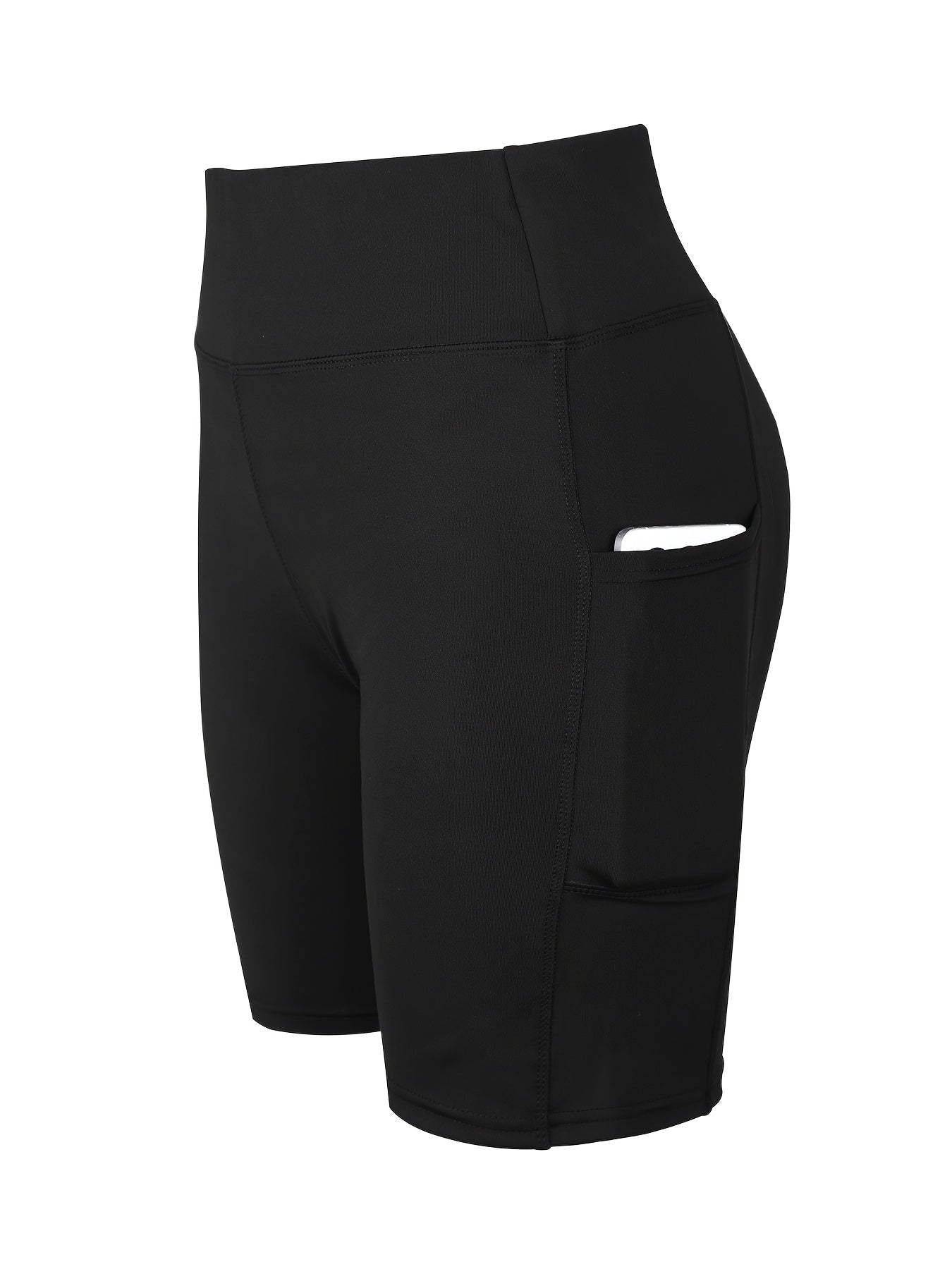 Women's High-Waist Biker Shorts with Pocket – Tummy Control High-Stretch Polyester, XS-XXL, for Gym Workout Yoga Cheerleading Athletic