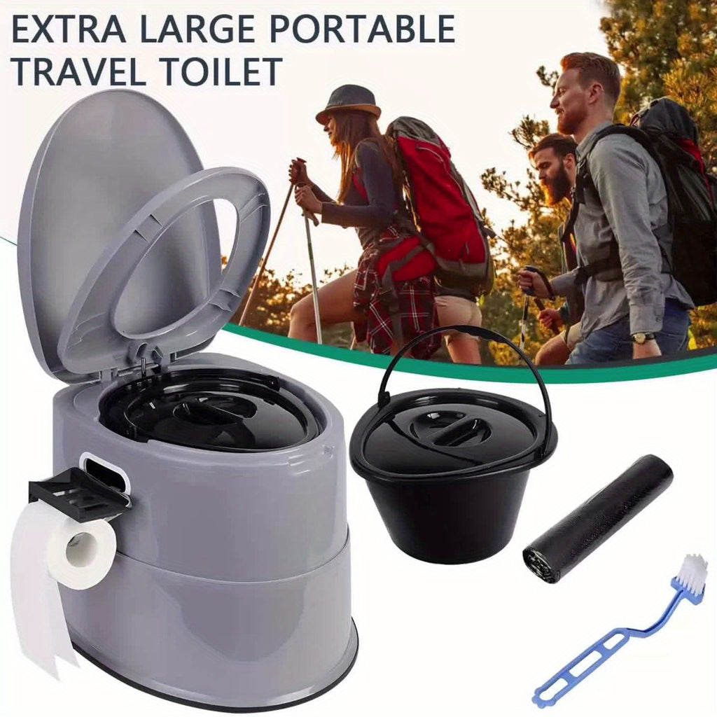 Portable Toilet for Adults & Seniors – Extra Large Camping Commode with Detachable Inner Bucket & Removable Paper Holder, Lightweight Compact for Camping, RV, Boat, Van & Emergency Use