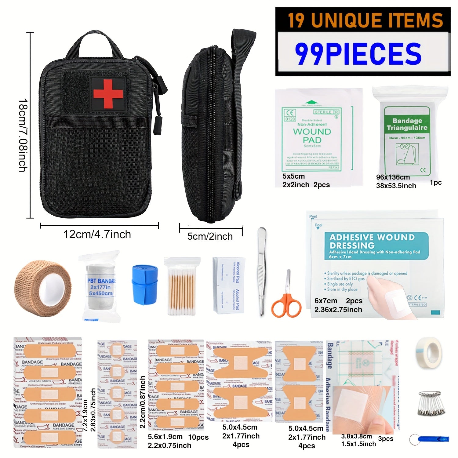 First Aid Kit 399-Piece Professional Portable Survival Gear for Hiking Camping Hunting Car Boat Travel Emergency Disaster Preparedness Gift for Men