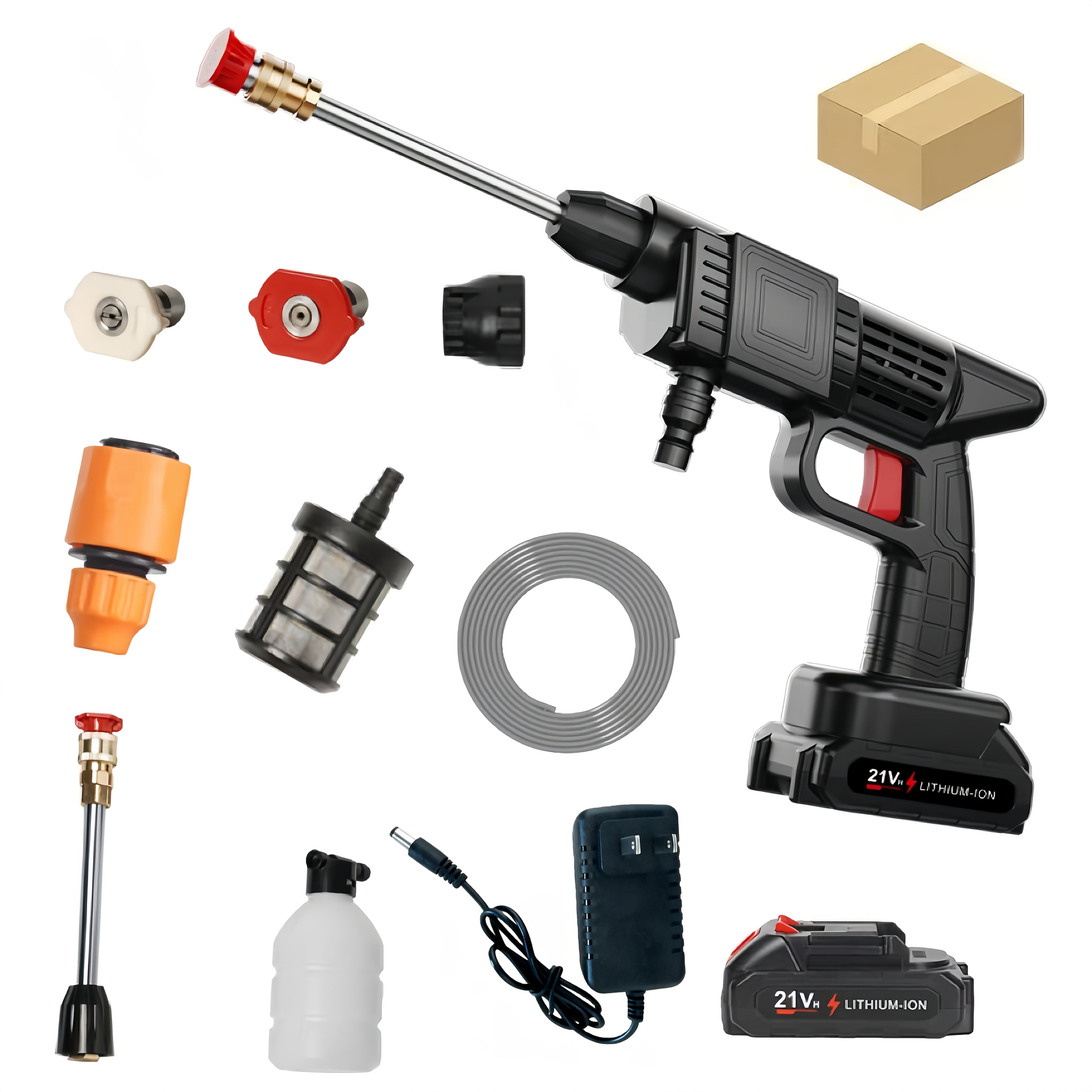 Cordless High Pressure Car Wash Gun - Portable Rechargeable Lithium Battery Foam Spray Washer with Adjustable Nozzle, Car Washing Garden Cleaning Tool, Multiple Bundle Options