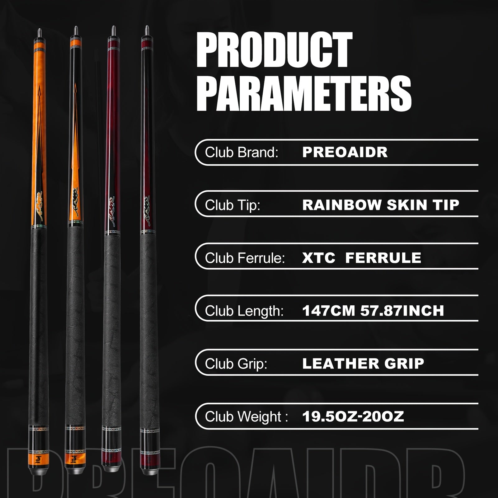 Carbon Fiber Pool Cue 58 Inch Professional Billiard Cue Stick Low Deflection 12.5mm Tip 3/8x8 Pin Joint Leather Grip – PREDAIDR SP Series Billiards Cue for Pool Players