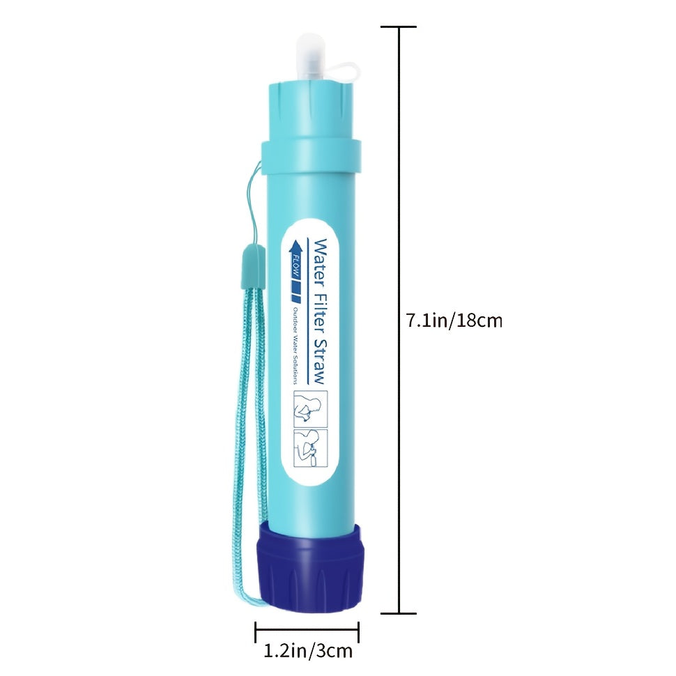 Personal Water Filter Straw 4-Stage Filtration – 0.1 Micron Mini Water Purifier Survival Gear for Hiking Camping Travel Emergency Preparedness, SGS Certified Food Grade
