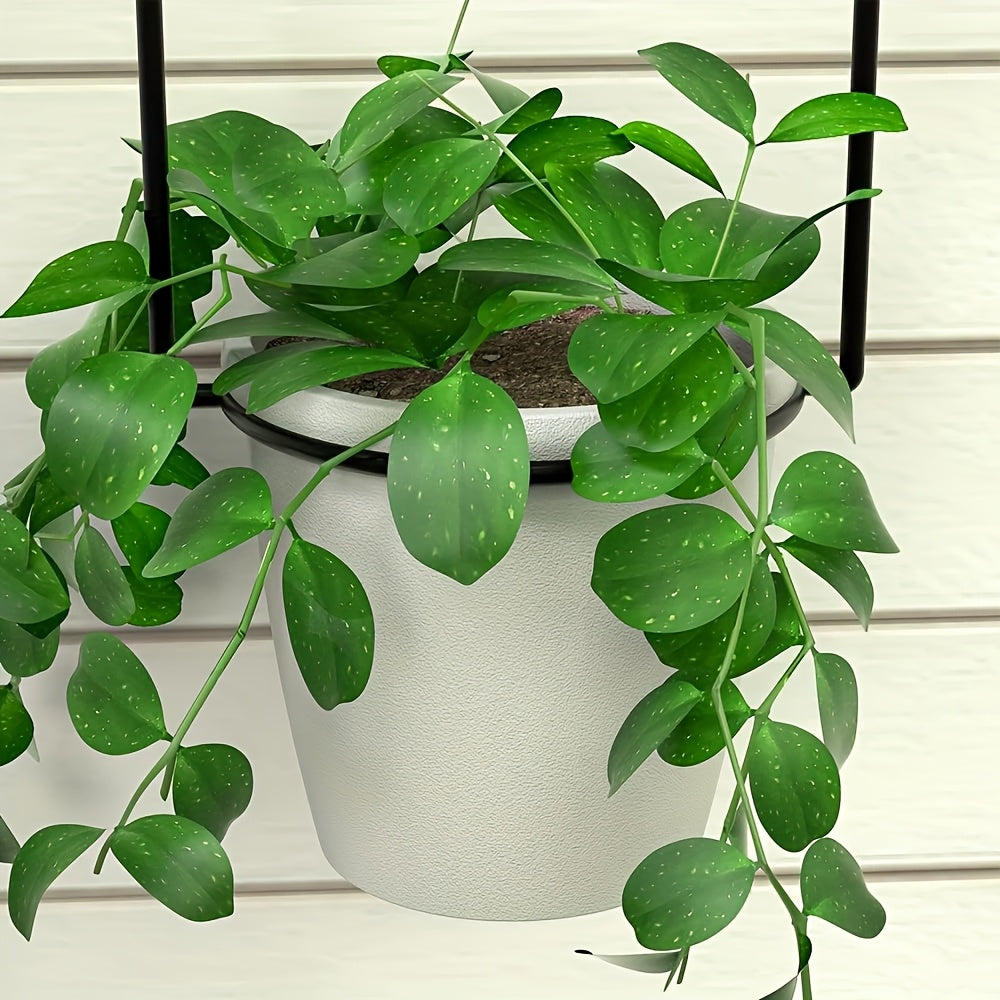 Metal Adjustable Hanging Flower Pot Set - 4 Plastic Pots & Nylon Rope Wall Plant Hanger for Indoor Window, Ceiling & Kitchen Herb Garden, Expandable 11.8"-18.1", 1 Set or 5 Pots