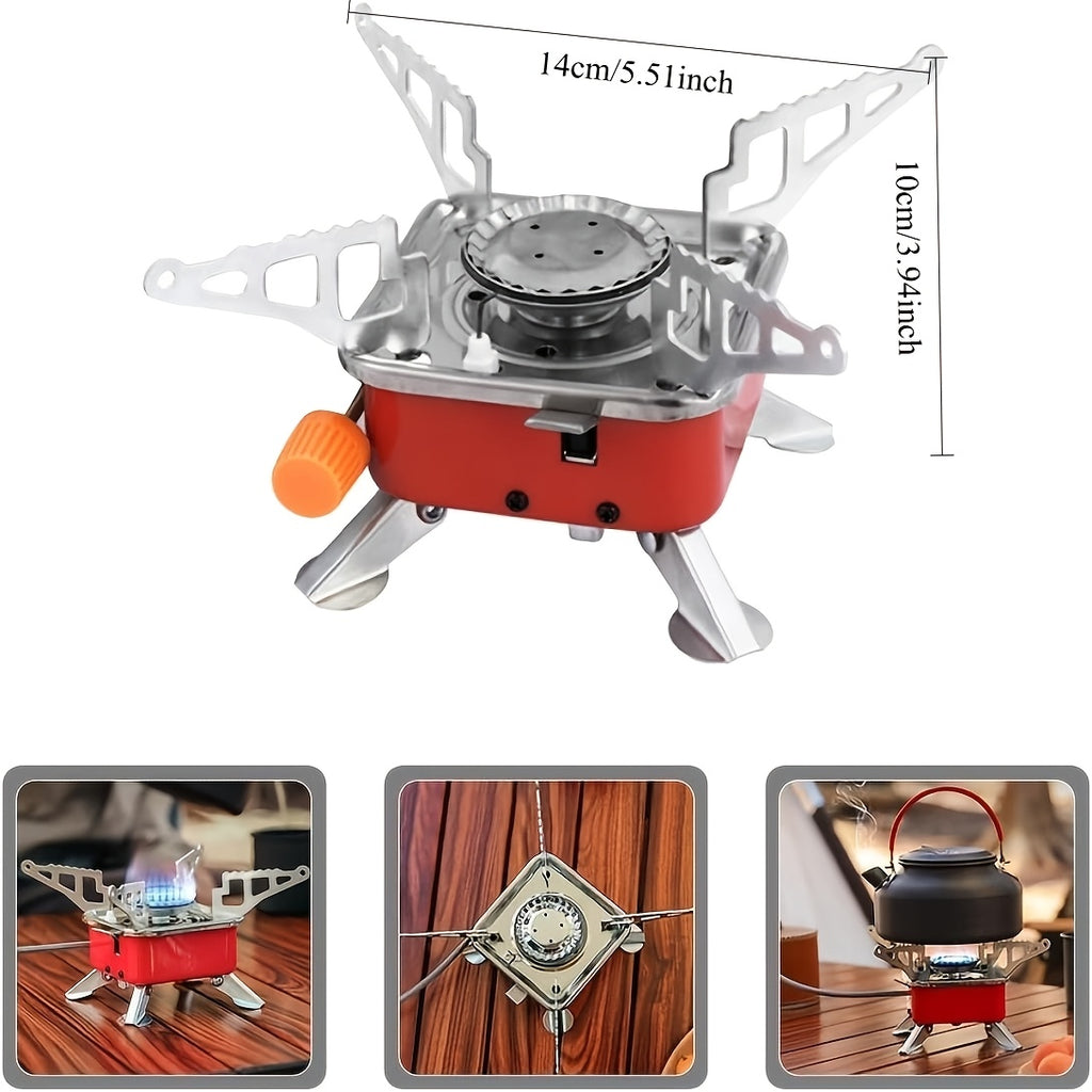 Stainless Steel Mini Folding Camp Stove – Portable Windproof Butane Gas Stove with Adjustable Flame for Camping, Hiking, Picnics & Outdoor Cooking