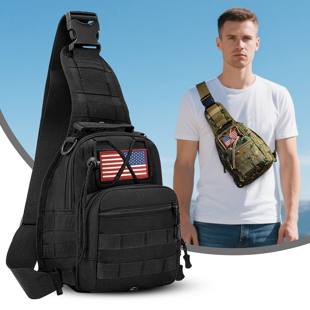 Men's Sling Bag Lightweight Crossbody Chest Pack, Multi-Pocket Shoulder Bag with Adjustable Strap for Cycling Hiking Travel EDC, Compact Outdoor Daypack for Men