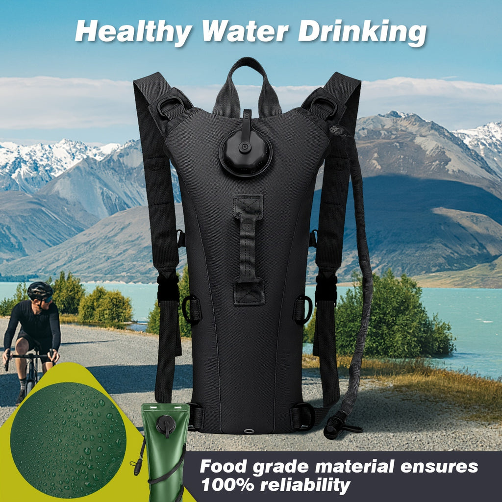Hydration Backpack with Water Bladder Bag – 3L Hiking Hydration Pack for Men & Women, Nylon Camping Backpack with Water Bag for Trail Running Cycling Outdoor, Camo Gray Khaki Green