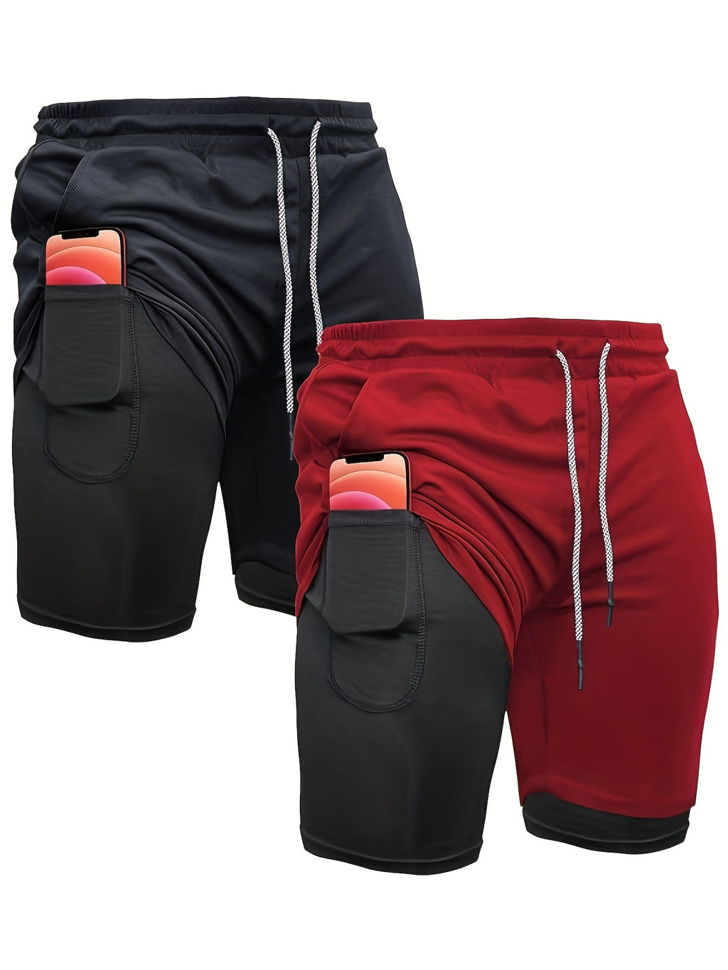Men's 2-in-1 Running Shorts with Compression Liner – 7 Inch Quick-Dry Workout Shorts for Gym, Yoga & Outdoor Sports, Sizes S-XXL, 3 Colors