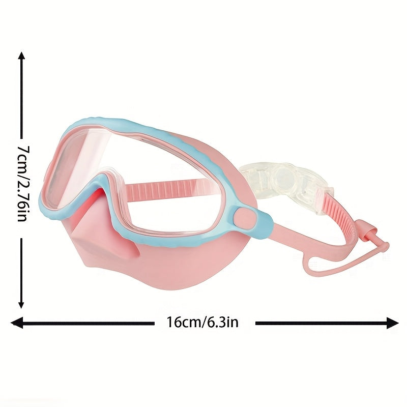 Oversized Anti-Fog Swim Goggles HD Clarity Wide View Silicone Cushion Adjustable Strap for Outdoor Swimming Beach Pool Lake Ocean Adults Men Women Pink Blue