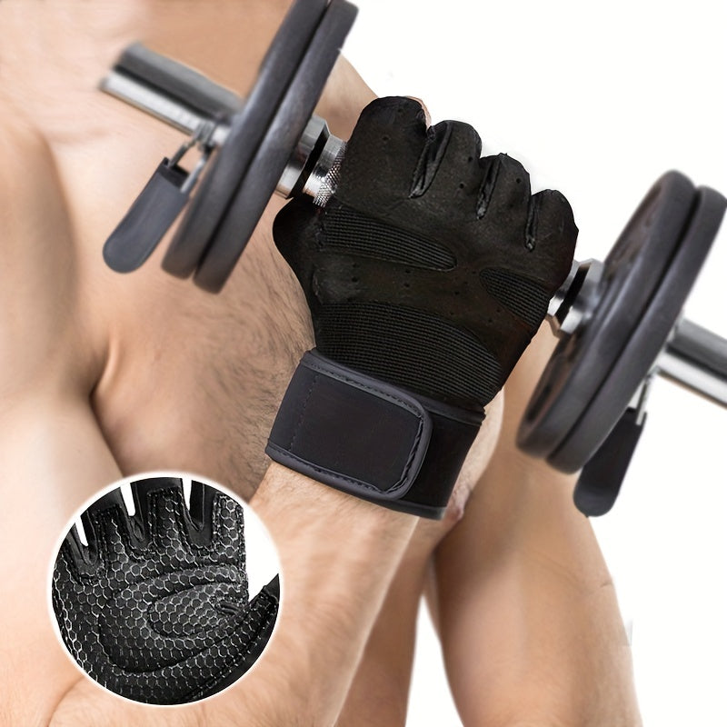 Half Finger Cycling Gloves for Men & Women – Breathable Knit Sports Gloves with Hook-and-Loop Closure for Cycling, Fitness, Hiking & Outdoor Activities