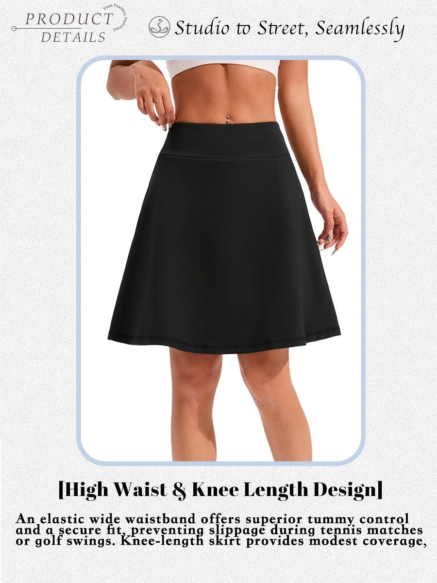 Women's Knee-Length Skort 20-Inch High Waist with 5 Pockets Built-In Shorts Long Athletic Skirt for Tennis Golf Workout Casual Wear S-XXL